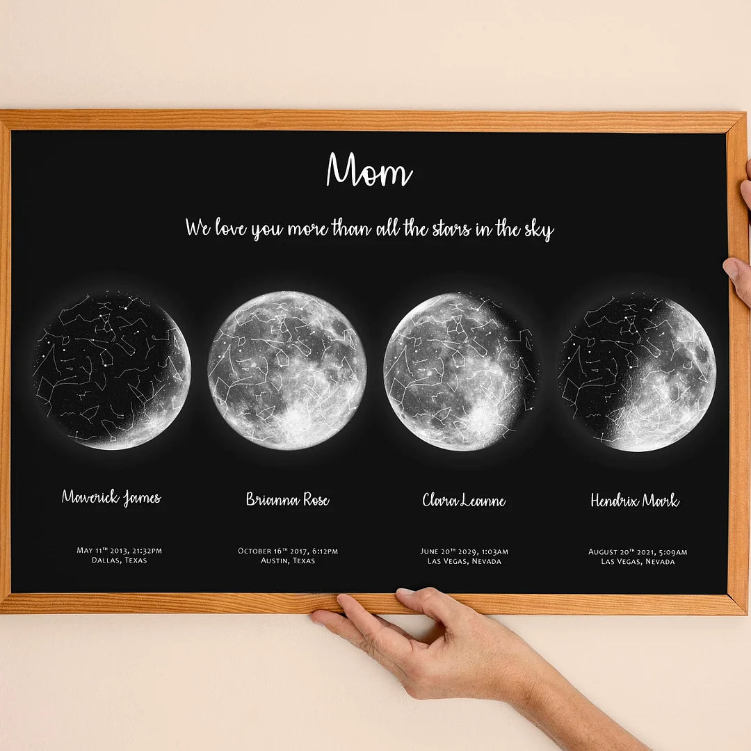 🎁Mother's Day Gift🌔Custom Moon Night Sky Print Family Gift