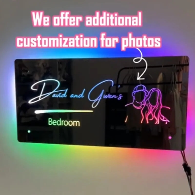 Giftofloves™  Personalised Outline Photo Mirror - Light Up Mirror