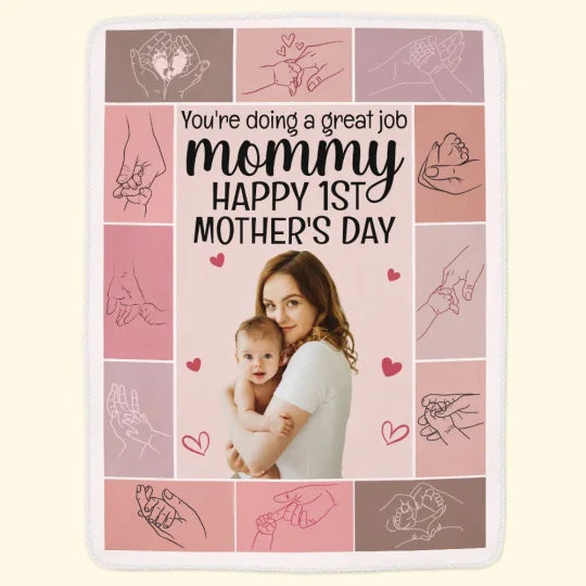 Happy 1St Mother's Day - Personalized Photo Blanket Popular Now