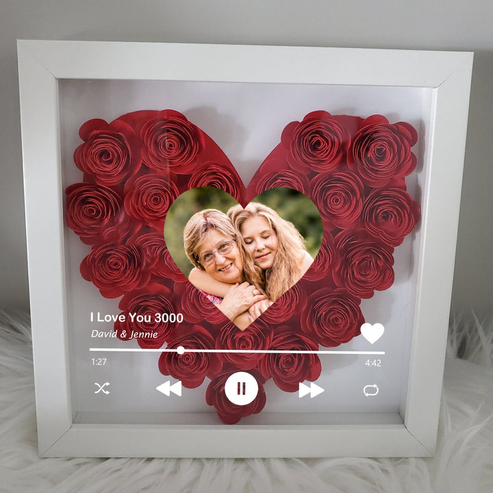 Giftofloves™ Custom Heart Flower Shadow Box with Photo for Mom