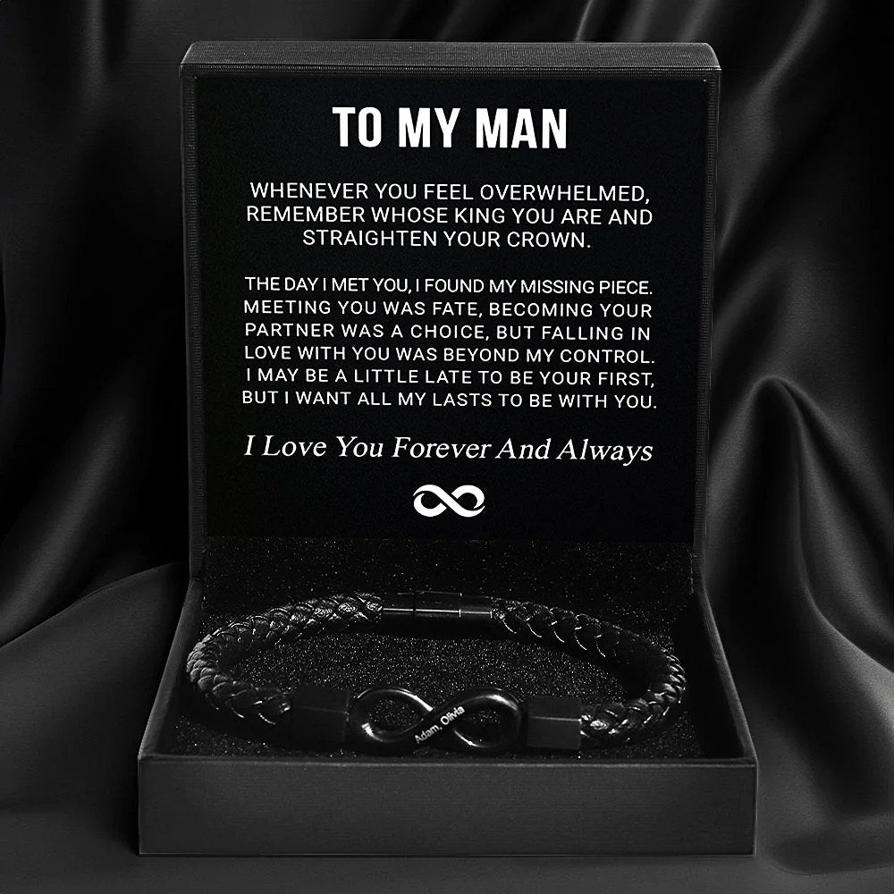 🎩“TO MY MAN”-Infinity personalized bracelet Gift for DAD