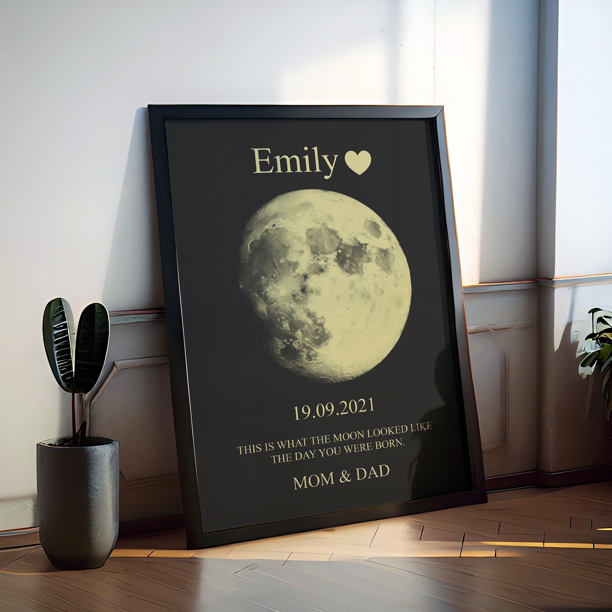 Custom Couple Art Frame/ REAL MOON PHASE - For Memory Gift