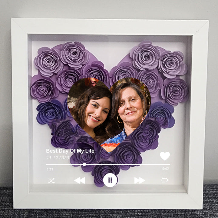 Giftofloves™ Custom Heart Flower Shadow Box with Photo for Mom