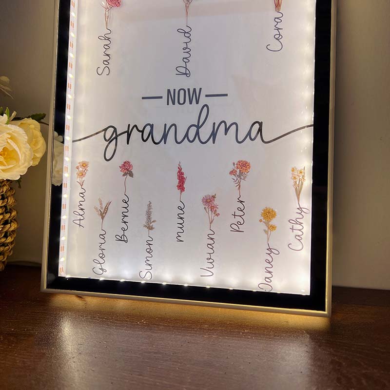 First Mom Now Grandma - Personalized Frame Mirror Light Box