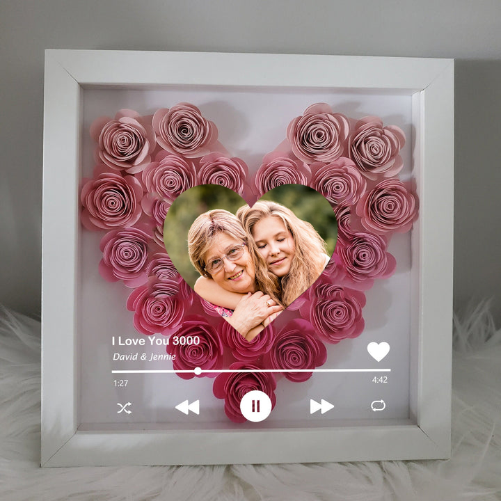 Giftofloves™ Custom Heart Flower Shadow Box with Photo for Mom