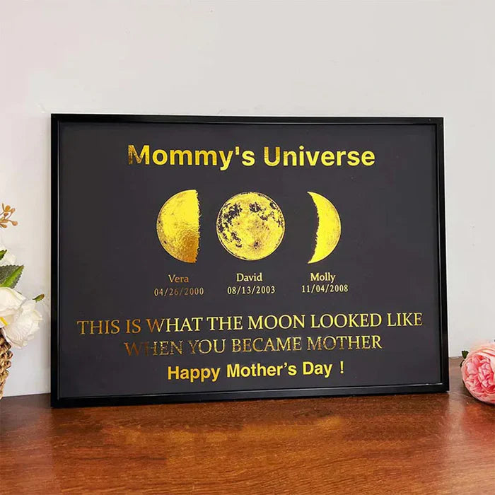 Giftofloves™ Mother's Universe: Personalized Moon Phase Art Ornaments