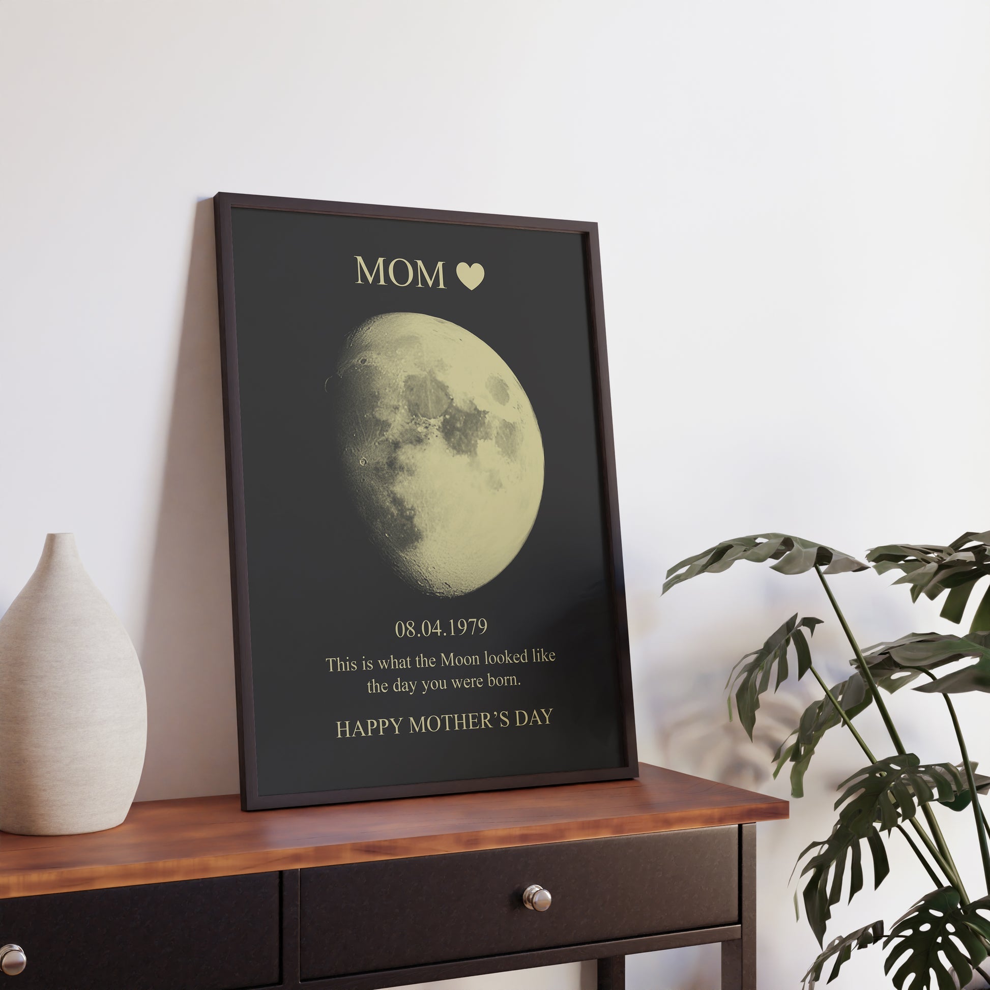 Custom Couple Art Frame/ REAL MOON PHASE - For Memory Gift