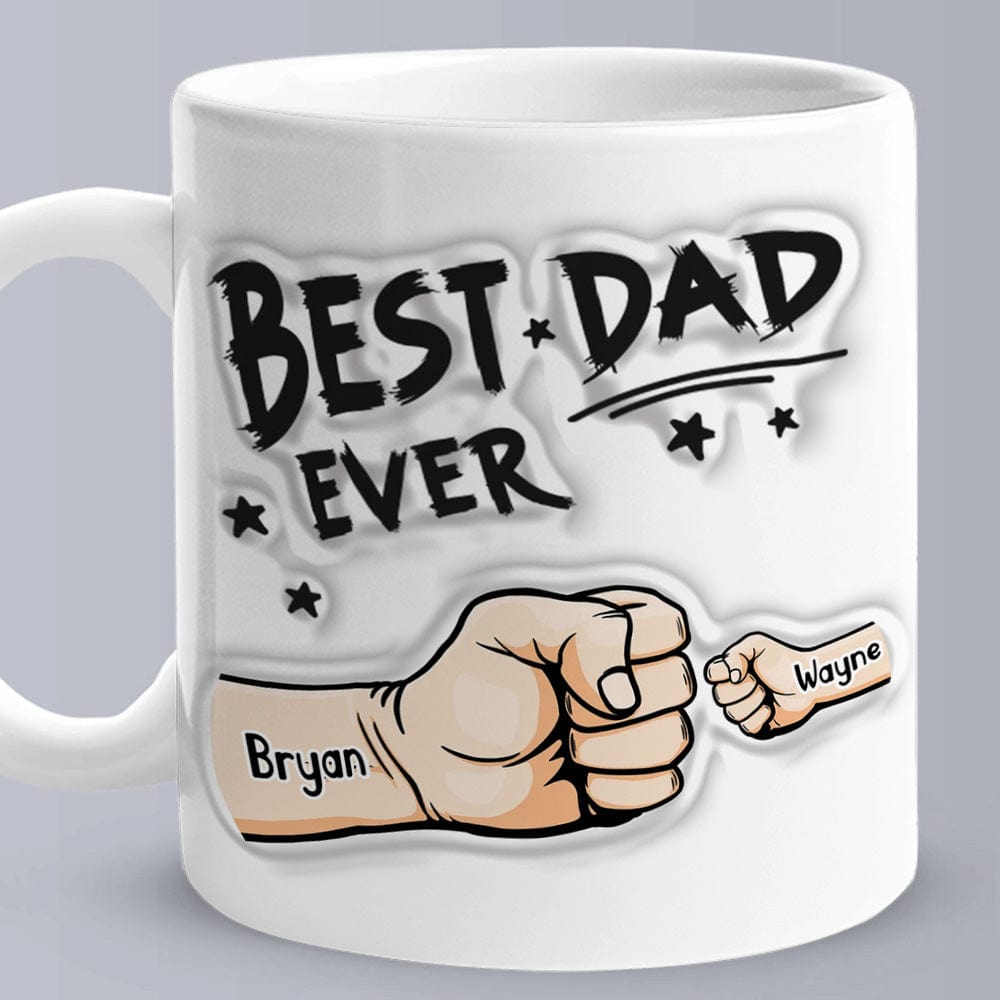 Father's Day Gifts Custom 1-6 Kids Personalized Names 3D Inflated Effect Printed Coffee Mug You are My Best Dad - GiftLab