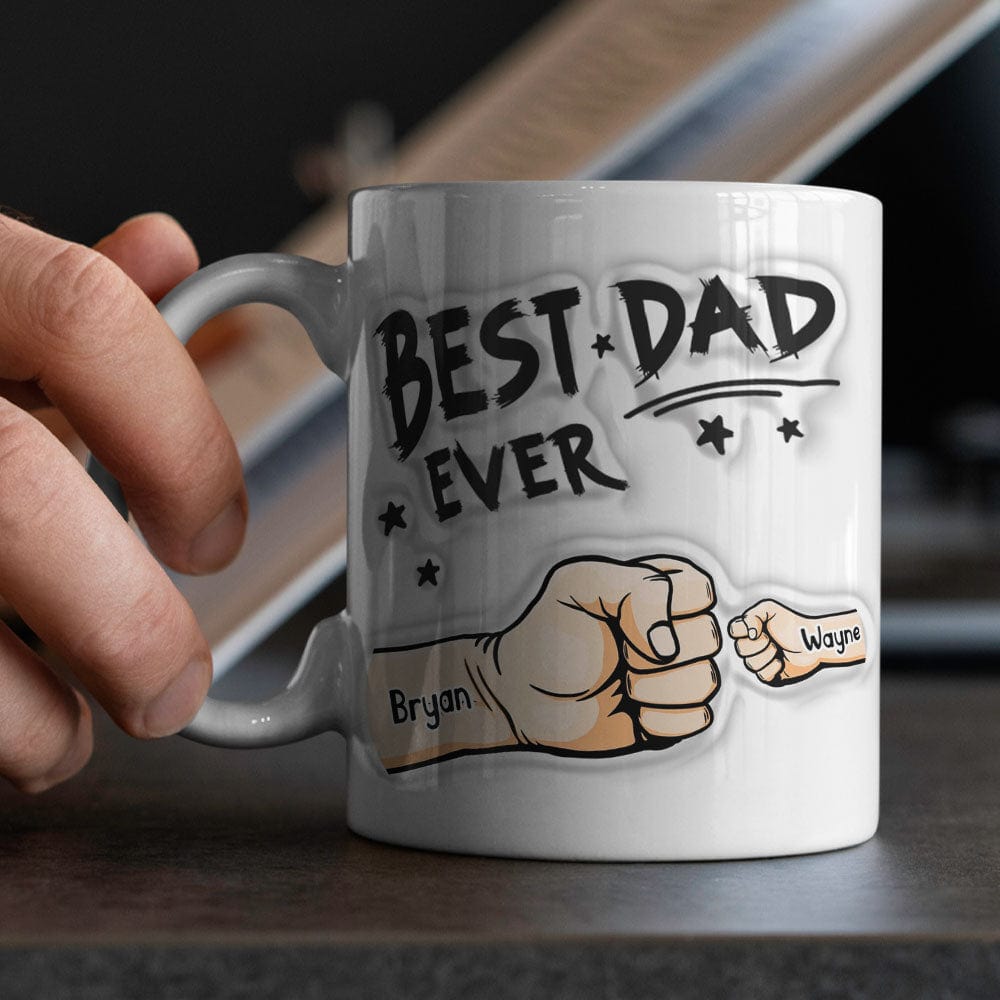 Father's Day Gifts Personalized  1-6 Kids Names 3D Inflated Effect Printed Coffee Mug You are My Best Dad Gifts for Dad