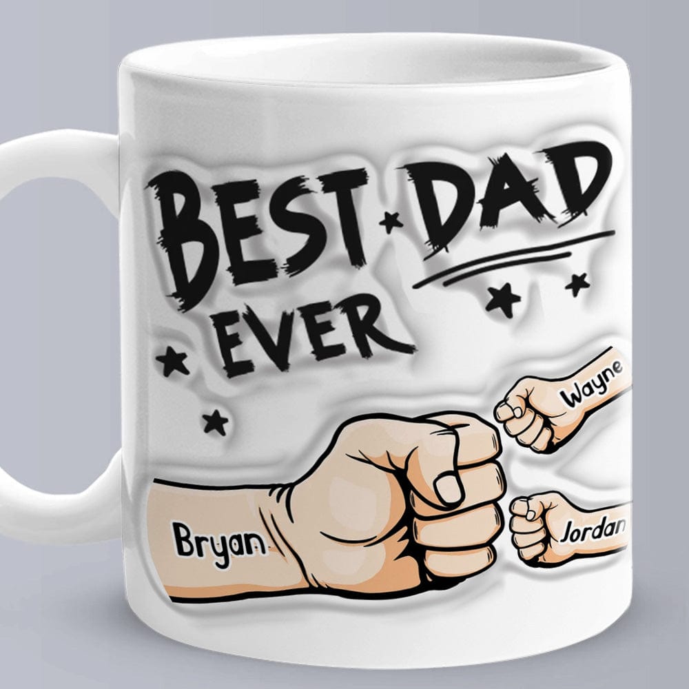 Father's Day Gifts Personalized  1-6 Kids Names 3D Inflated Effect Printed Coffee Mug You are My Best Dad Gifts for Dad