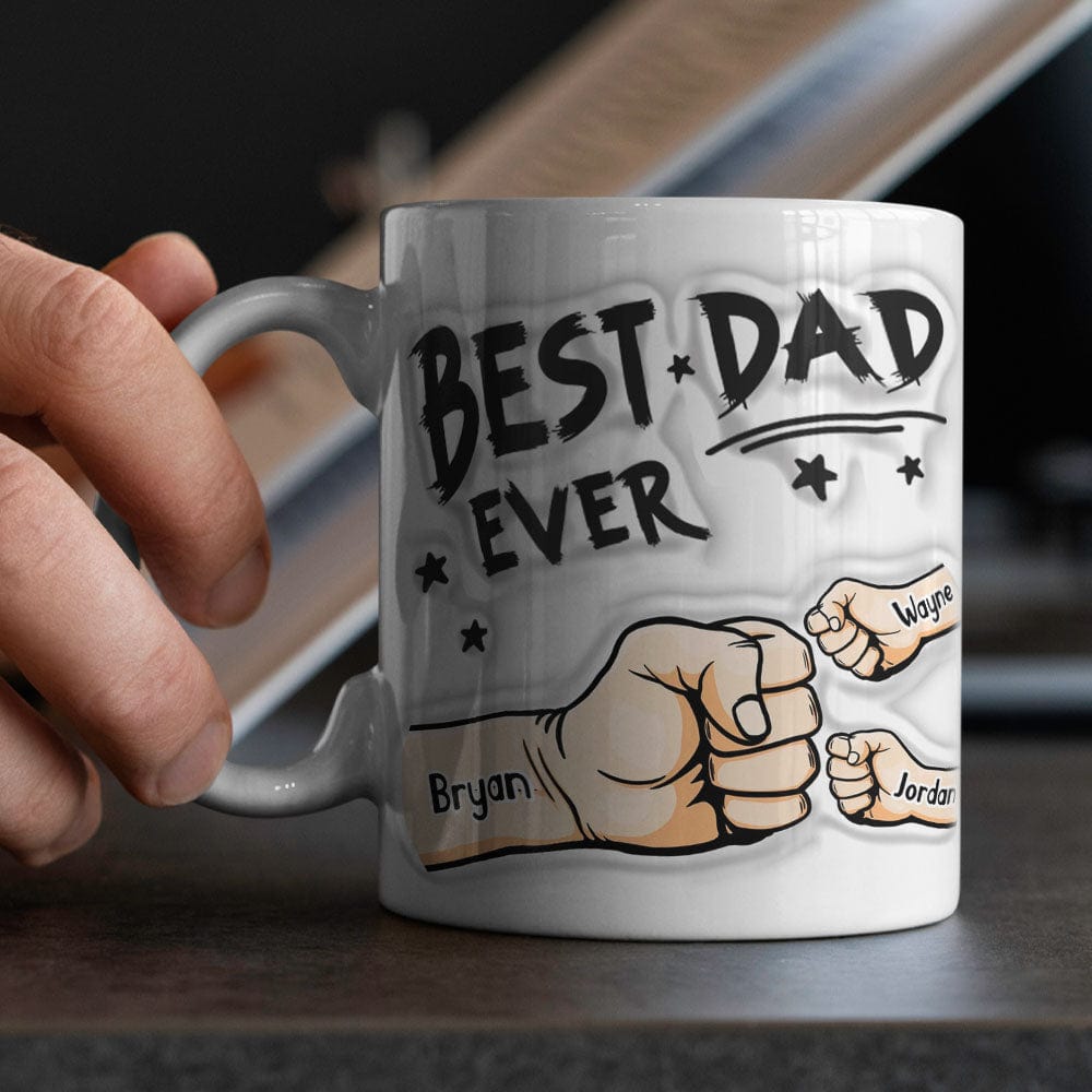 Father's Day Gifts Personalized  1-6 Kids Names 3D Inflated Effect Printed Coffee Mug You are My Best Dad Gifts for Dad