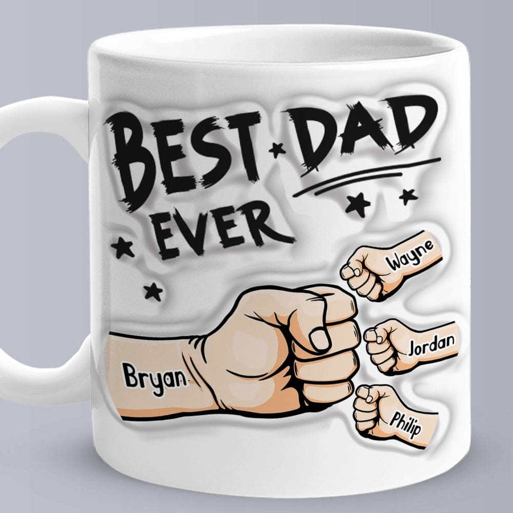 Father's Day Gifts Personalized  1-6 Kids Names 3D Inflated Effect Printed Coffee Mug You are My Best Dad Gifts for Dad