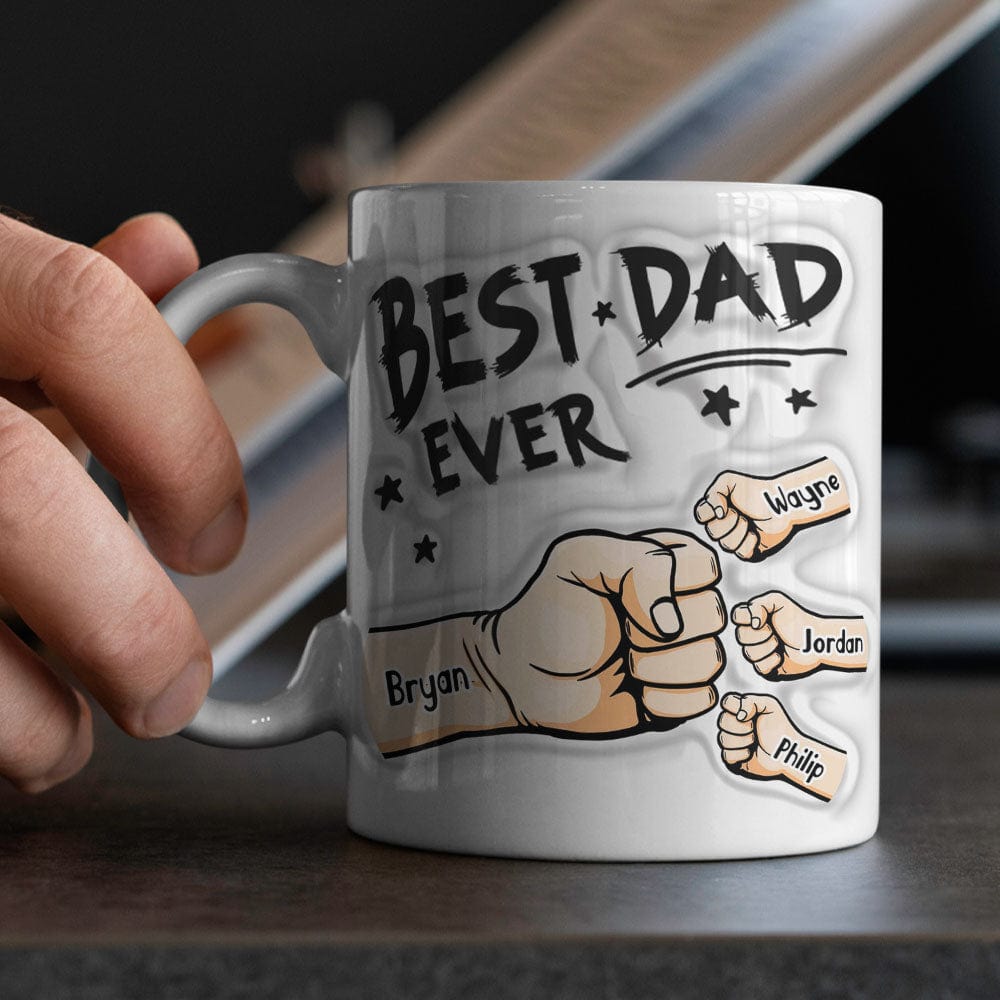 Father's Day Gifts Personalized  1-6 Kids Names 3D Inflated Effect Printed Coffee Mug You are My Best Dad Gifts for Dad