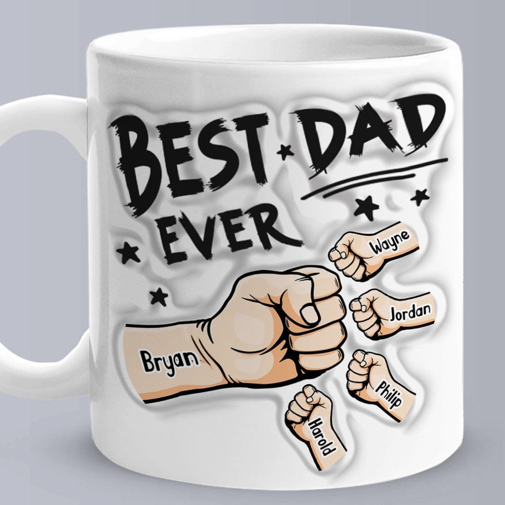 Father's Day Gifts Personalized  1-6 Kids Names 3D Inflated Effect Printed Coffee Mug You are My Best Dad Gifts for Dad