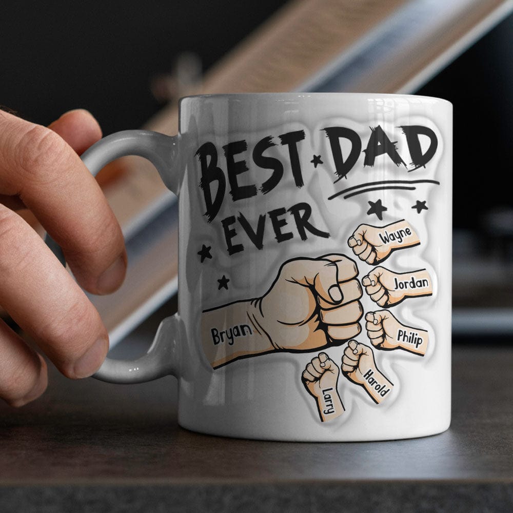 Father's Day Gifts Personalized  1-6 Kids Names 3D Inflated Effect Printed Coffee Mug You are My Best Dad Gifts for Dad