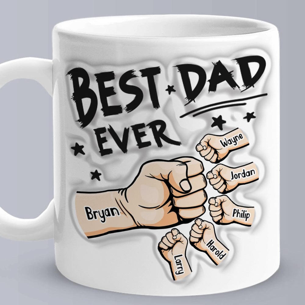 Father's Day Gifts Personalized  1-6 Kids Names 3D Inflated Effect Printed Coffee Mug You are My Best Dad Gifts for Dad