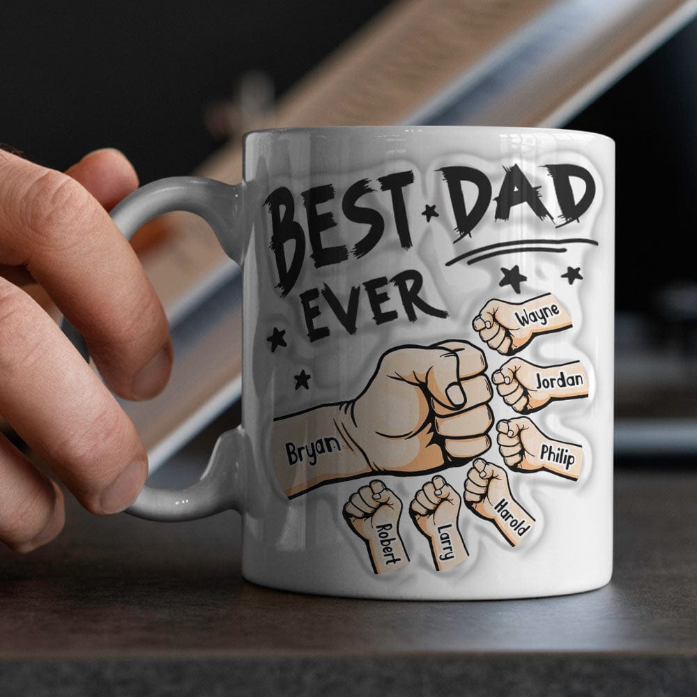 Father's Day Gifts Personalized  1-6 Kids Names 3D Inflated Effect Printed Coffee Mug You are My Best Dad Gifts for Dad