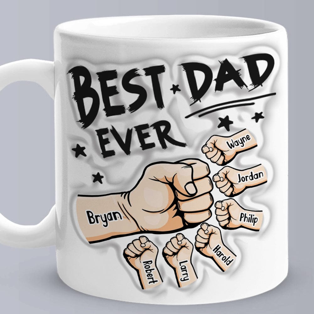 Father's Day Gifts Personalized  1-6 Kids Names 3D Inflated Effect Printed Coffee Mug You are My Best Dad Gifts for Dad