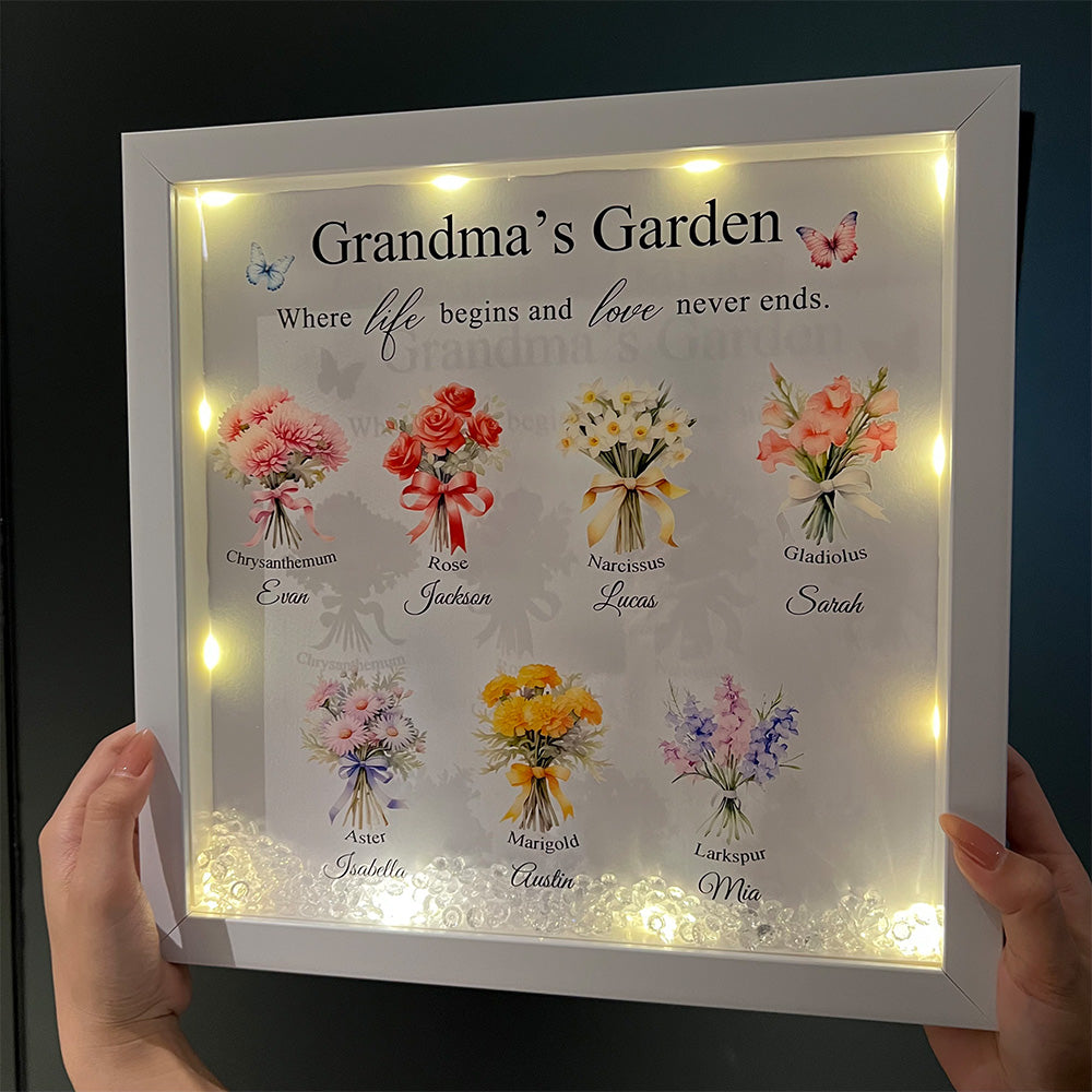 50% OFF✨Customized Mom's Garden Birth Flower Light Frame Box