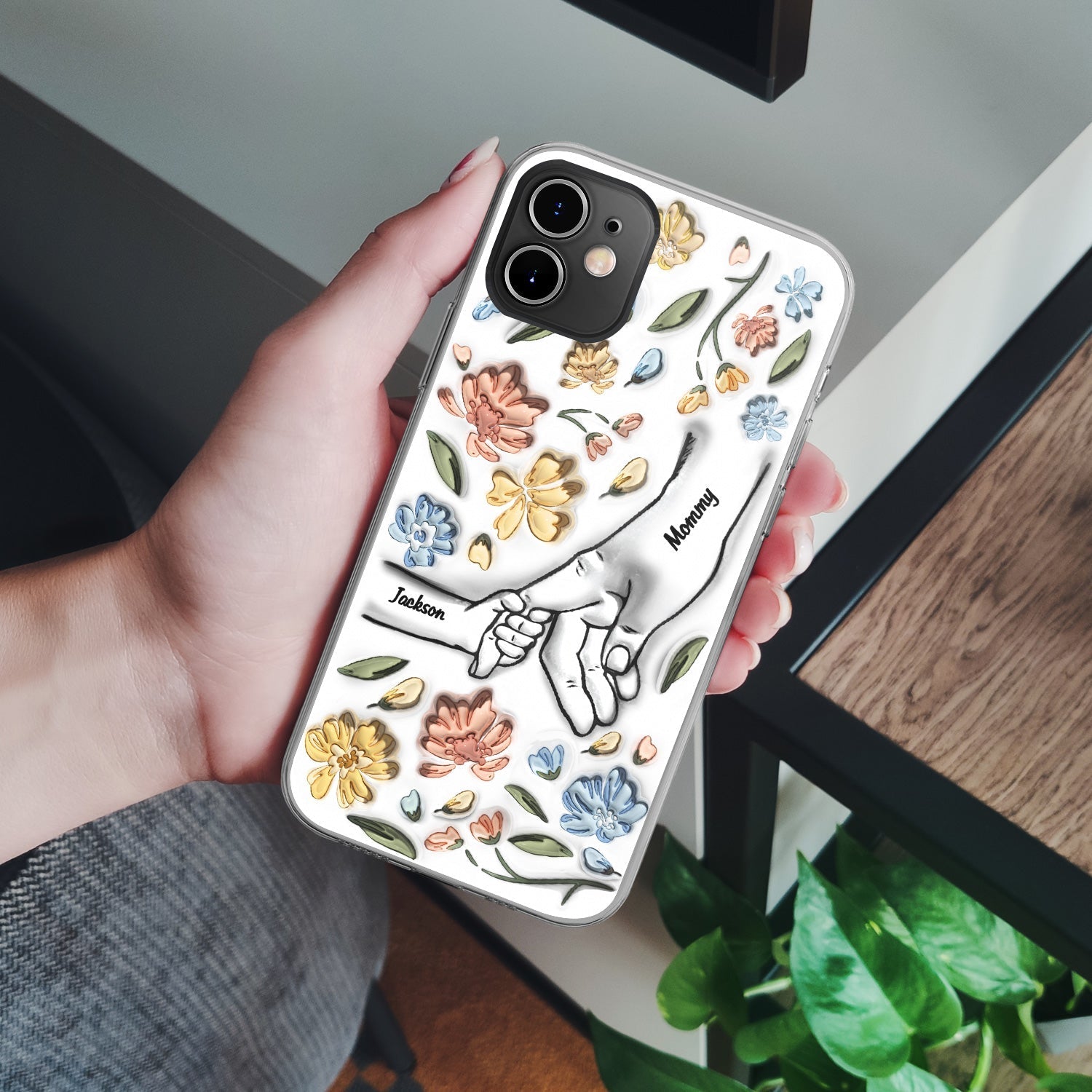 3D Inflated Effect Printed Personalized Clear Phone Case