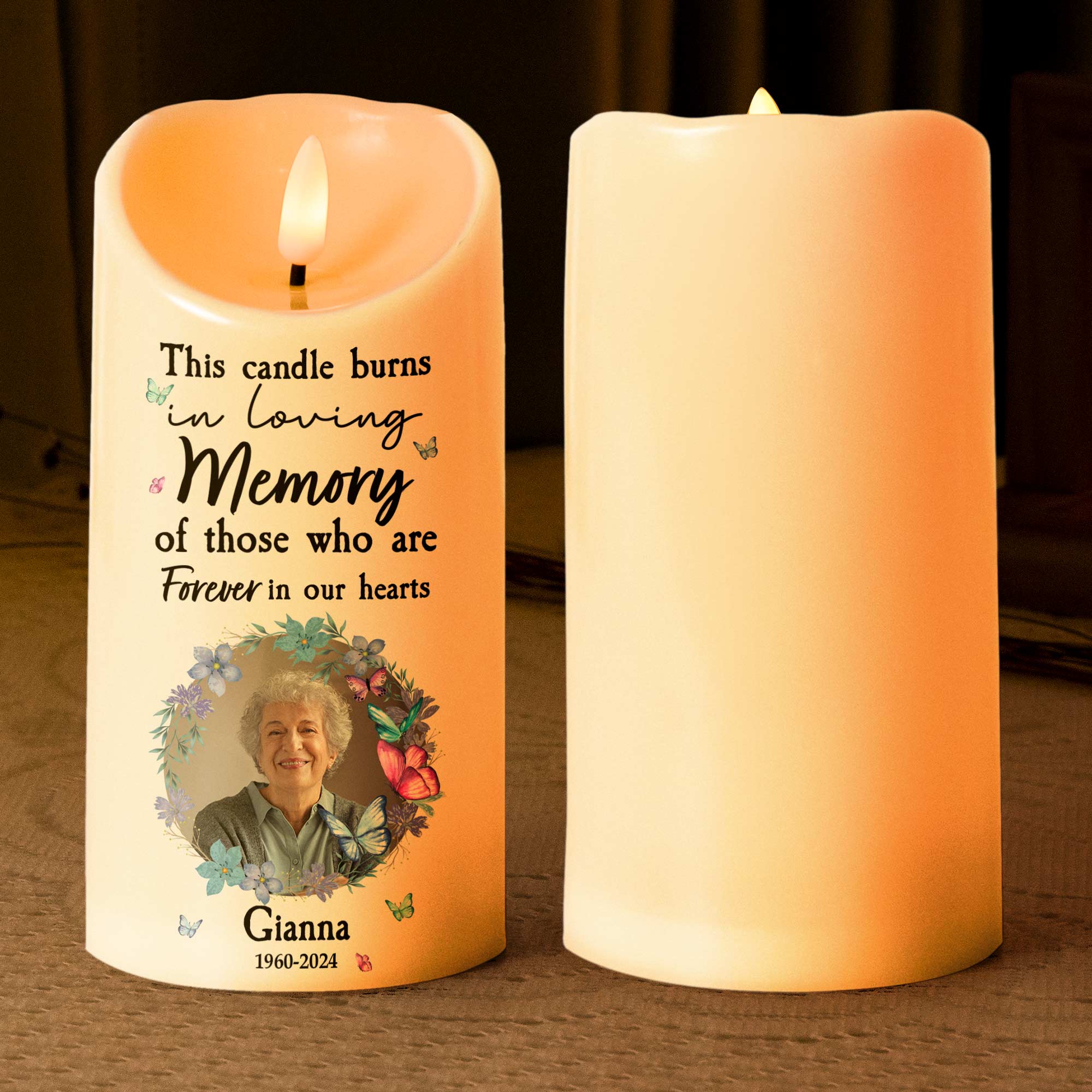 This Candle Burns In Loving Memory - Personalized Photo LED Candle