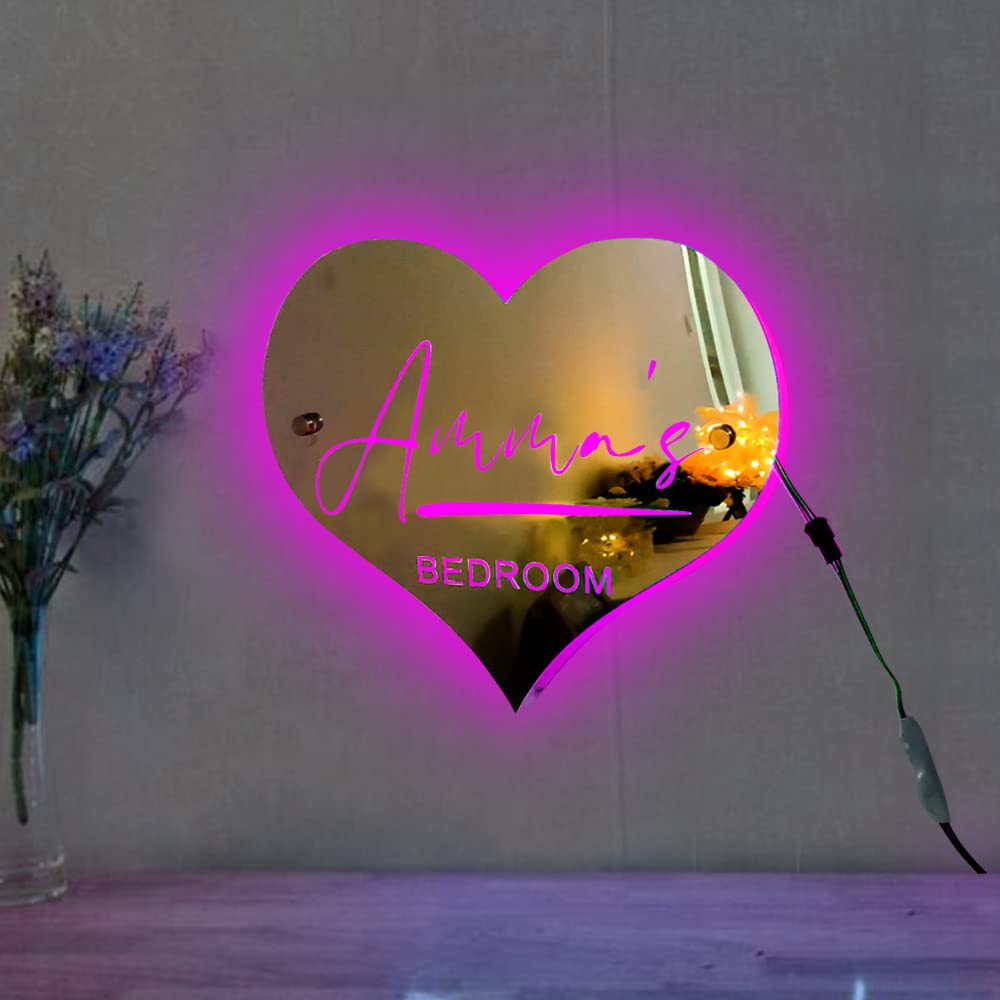 Giftofloves™  💗Personalised Outline Photo Heart Mirror - Light Up Mirror