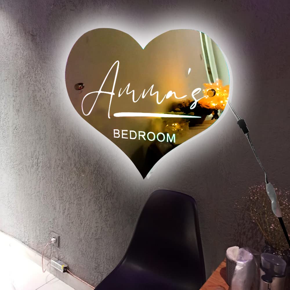 Giftofloves™  💗Personalised Outline Photo Heart Mirror - Light Up Mirror