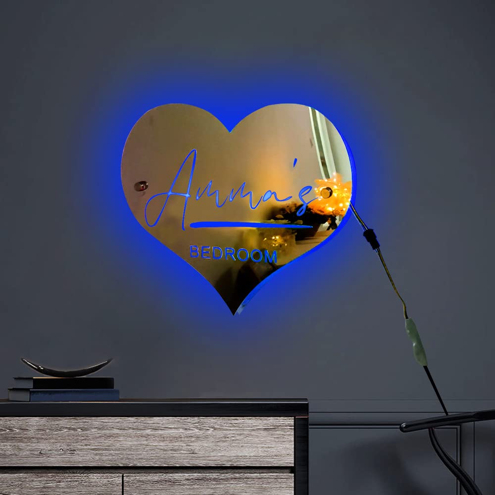 Giftofloves™  💗Personalised Outline Photo Heart Mirror - Light Up Mirror