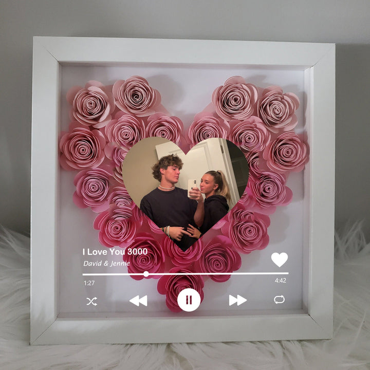 Giftofloves™ Custom Heart Flower Shadow Box with Photo