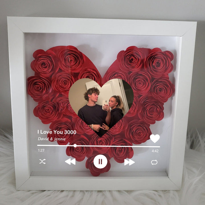 Giftofloves™ Custom Heart Flower Shadow Box with Photo