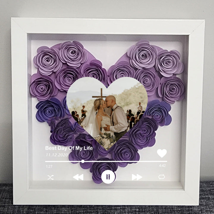 Giftofloves™ Custom Heart Flower Shadow Box with Photo