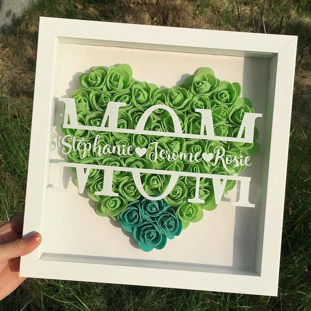 Mom Heart Shaped Monogram Flower Shadow Box - MyLoveCustom(New)