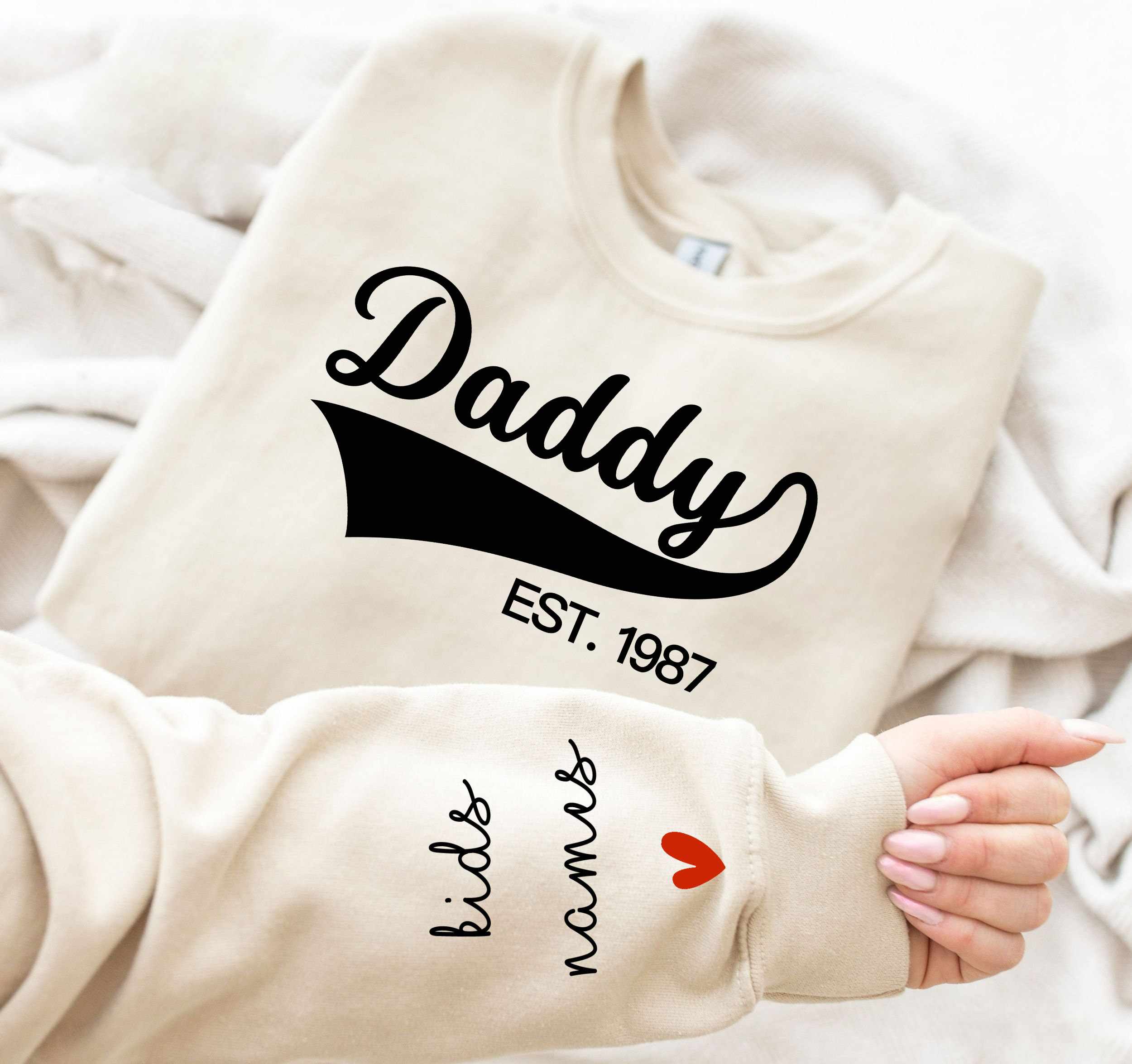 Personalized Dad T-shirt/Sweatshirt/Hoodie with Kids Name on sleeve-Custom Gifts-Choose any Year