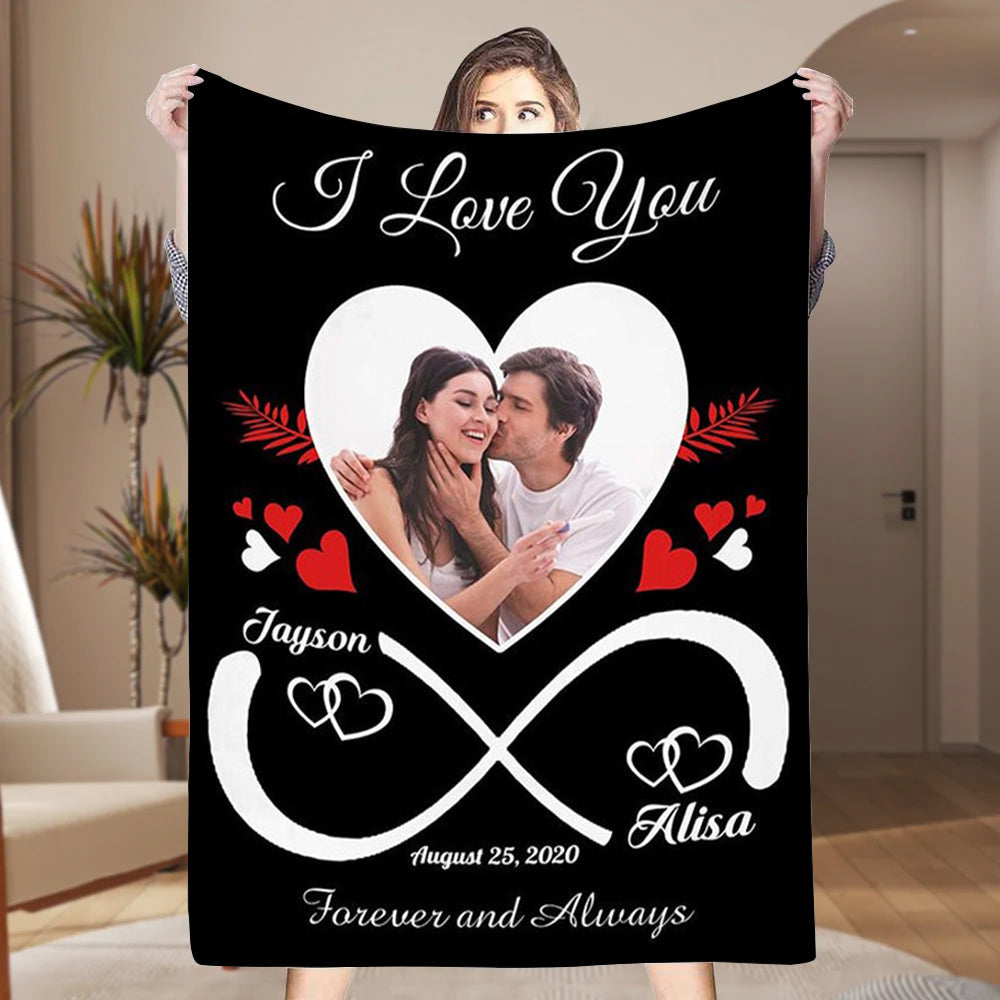 Giftofloves™ Custom Photo Fleece Blankets Gift for Him/Her