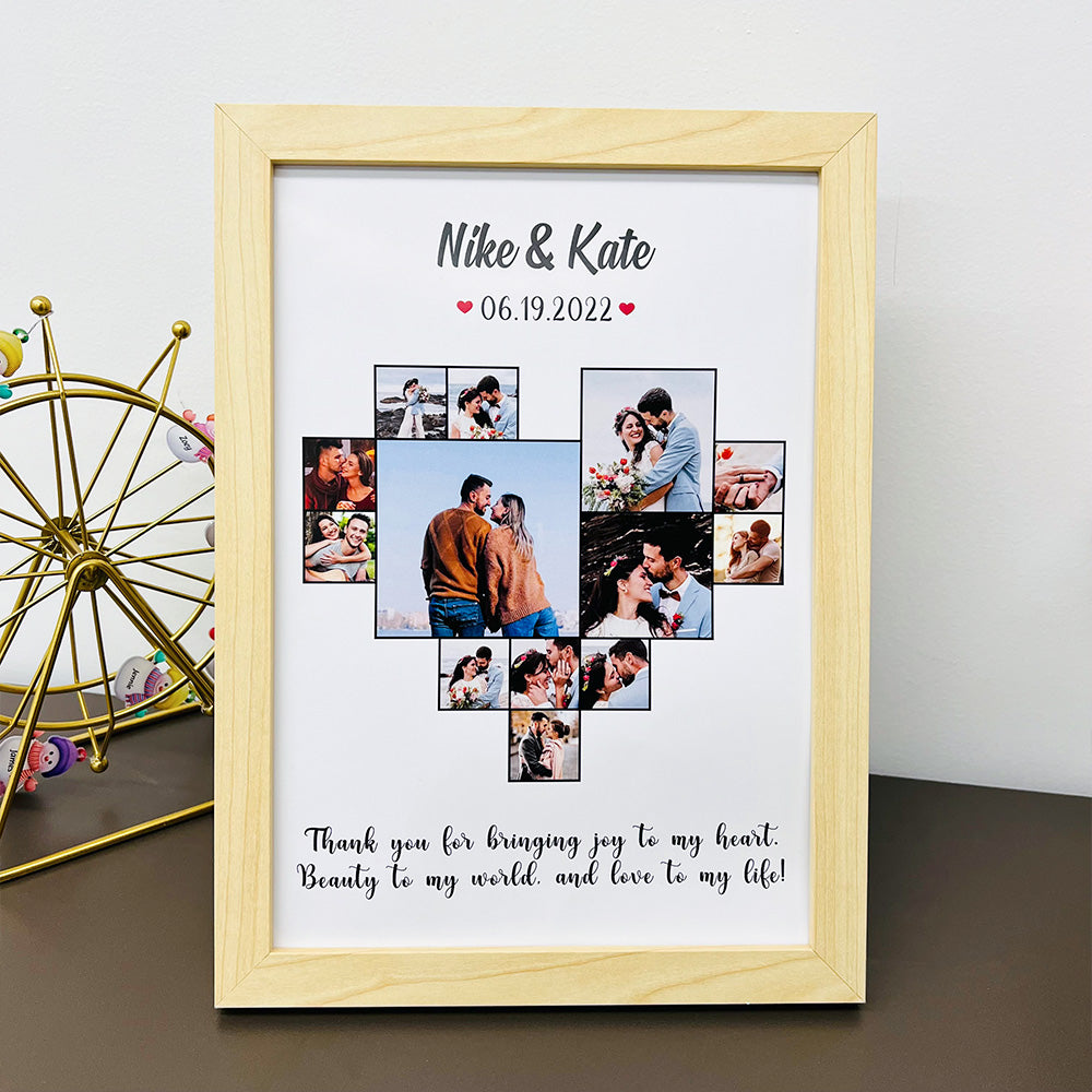 Giftofloves™ Custom Heart Photo Frame,  Heart Love Collage Anniversary Gift