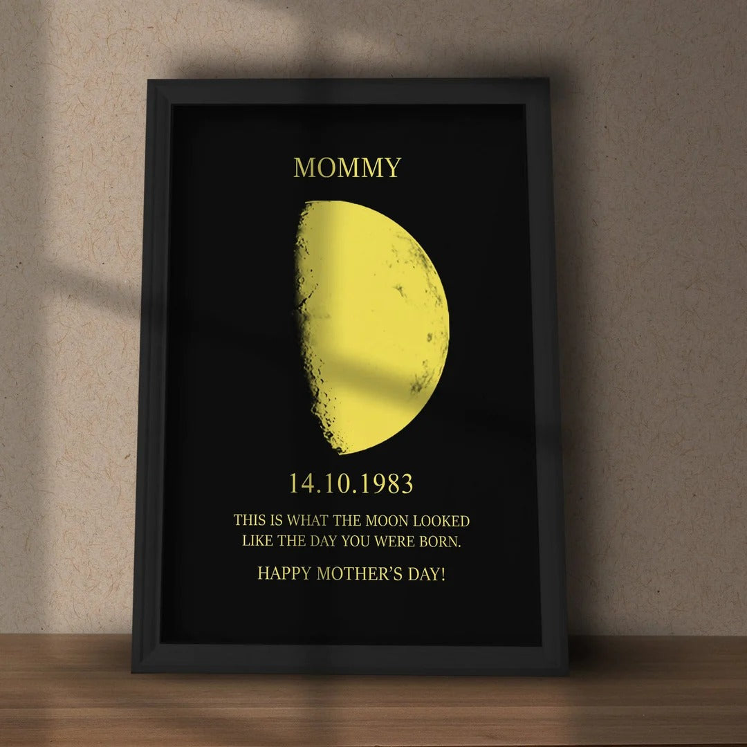 Custom Couple Art Frame/ REAL MOON PHASE - For Memory Gift