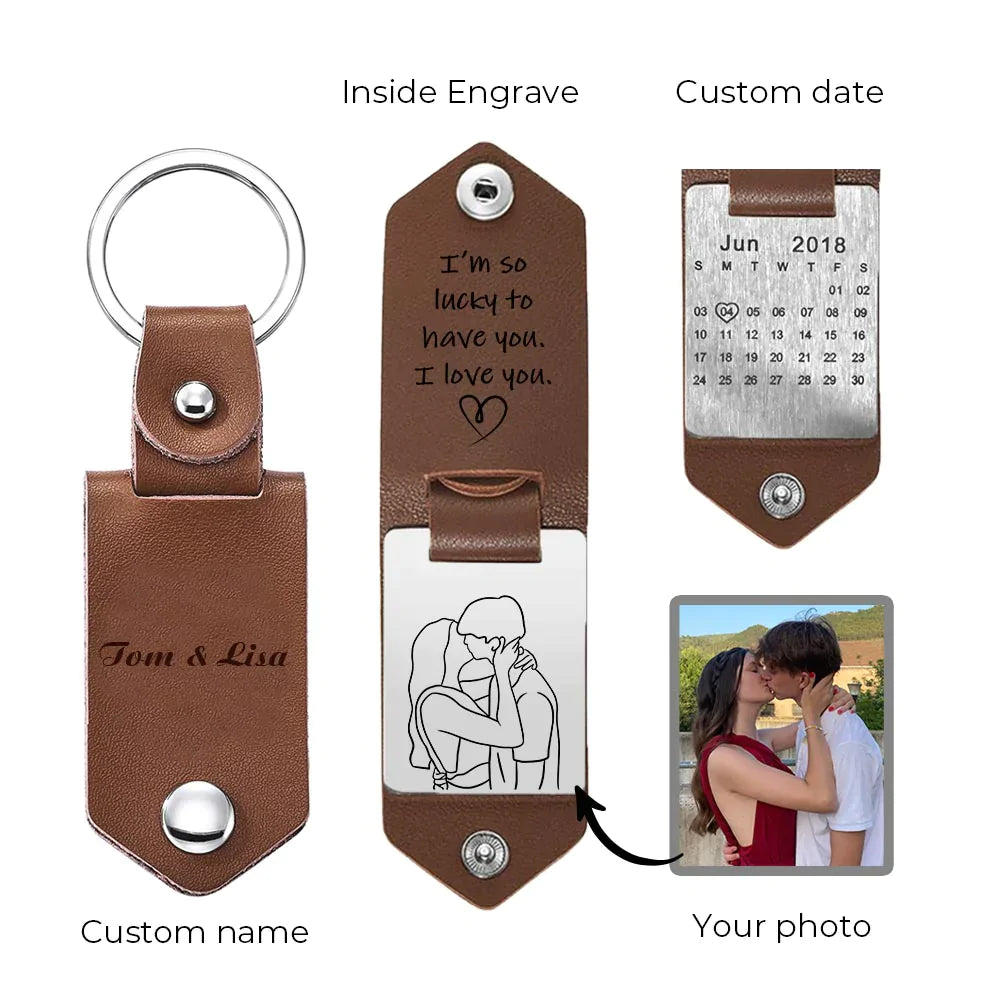 Giftofloves™ Drive Safe My love Custom Leather Keychain Best Gift