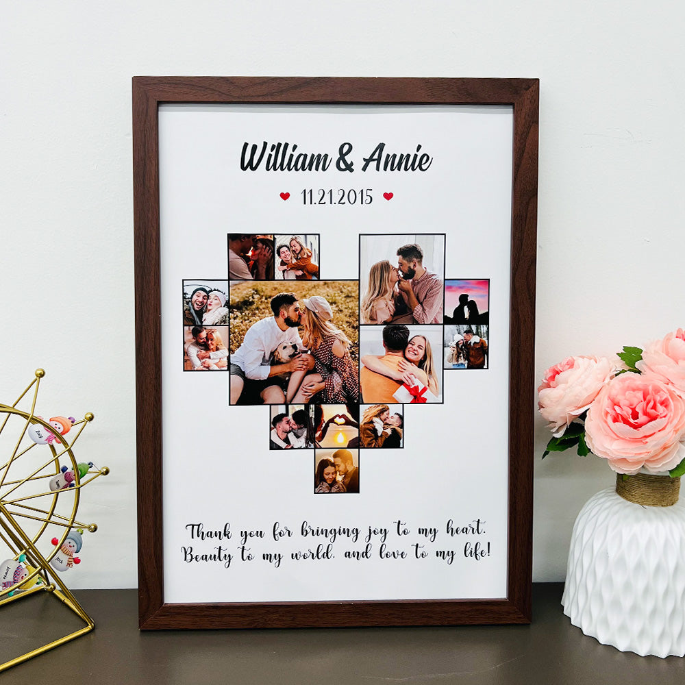 Giftofloves™ Custom Heart Photo Frame,  Heart Love Collage Anniversary Gift