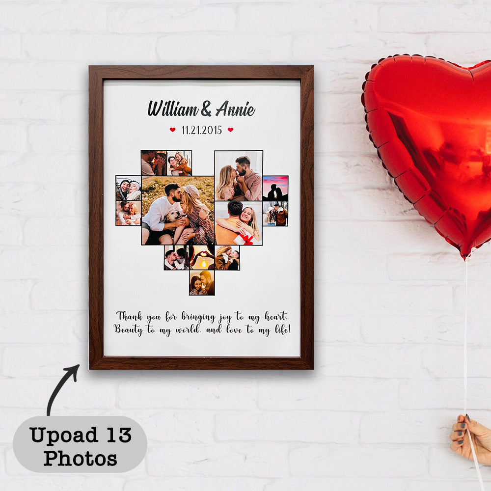 Giftofloves™ Custom Heart Photo Frame,  Heart Love Collage Anniversary Gift