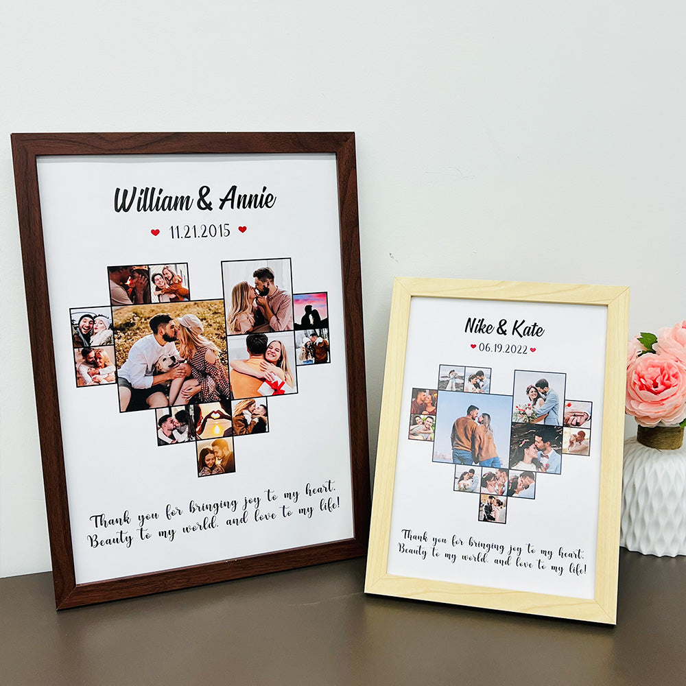 Giftofloves™ Custom Heart Photo Frame,  Heart Love Collage Anniversary Gift