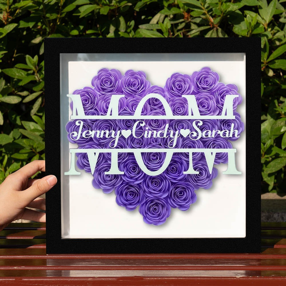 Giftofloves™ Mom Heart Shaped Monogram Flower Shadow Box