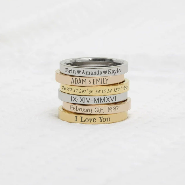 Personalized Engraved Ring Bracelet Adjustable